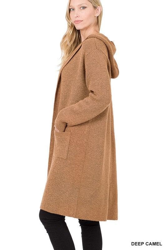 Zenana Hooded Open Front Cardigan, 4 Colors - SwagglyLife Home & Fashion