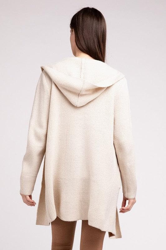 Zenana Hooded Open Front Sweater Cardigan - SwagglyLife Home & Fashion