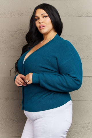 Zenana Kiss Me Tonight Full Size Button Down Cardigan in Teal - SwagglyLife Home & Fashion