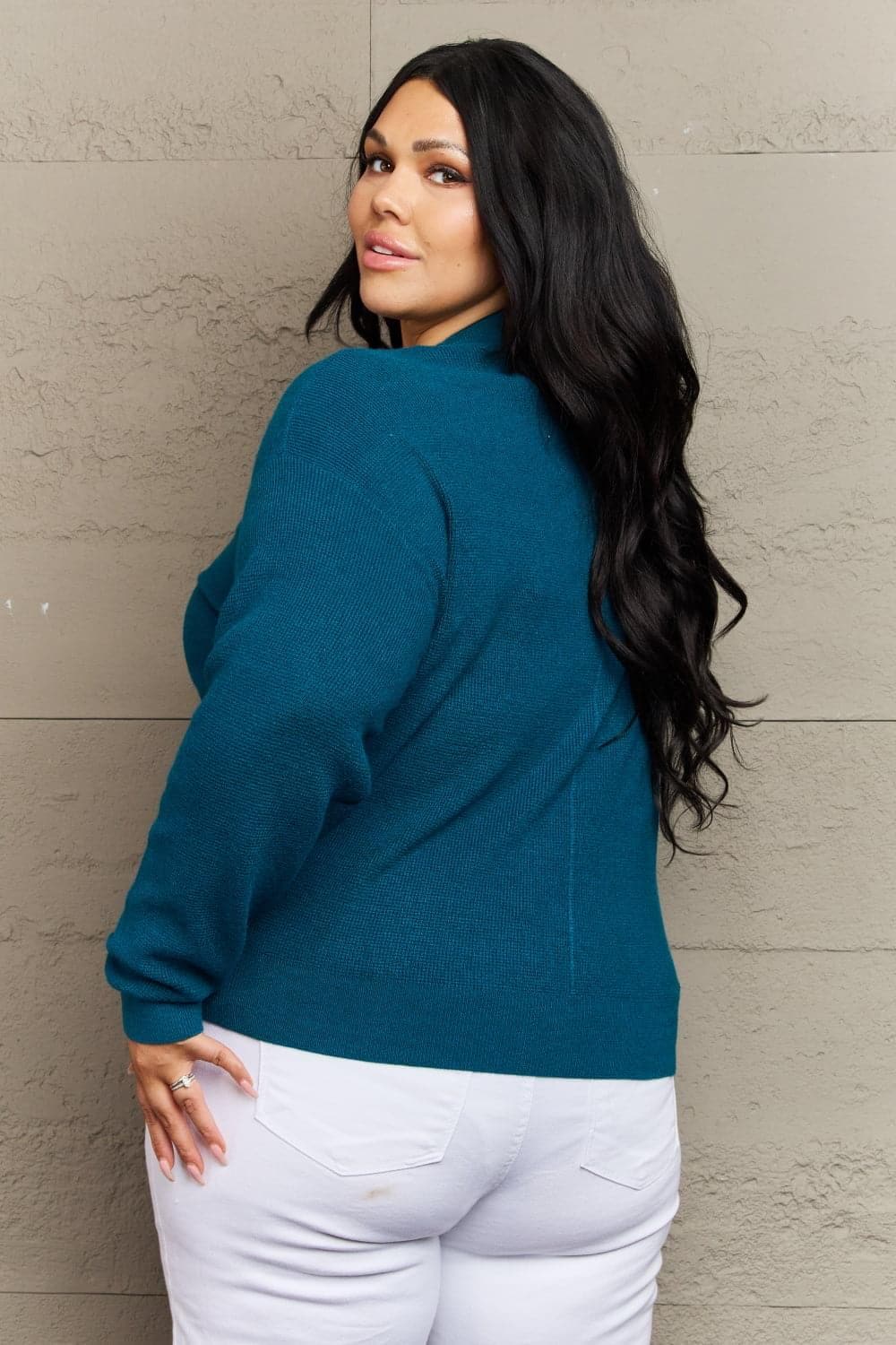 Zenana Kiss Me Tonight Full Size Button Down Cardigan in Teal - SwagglyLife Home & Fashion