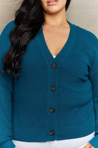 Zenana Kiss Me Tonight Full Size Button Down Cardigan in Teal - SwagglyLife Home & Fashion