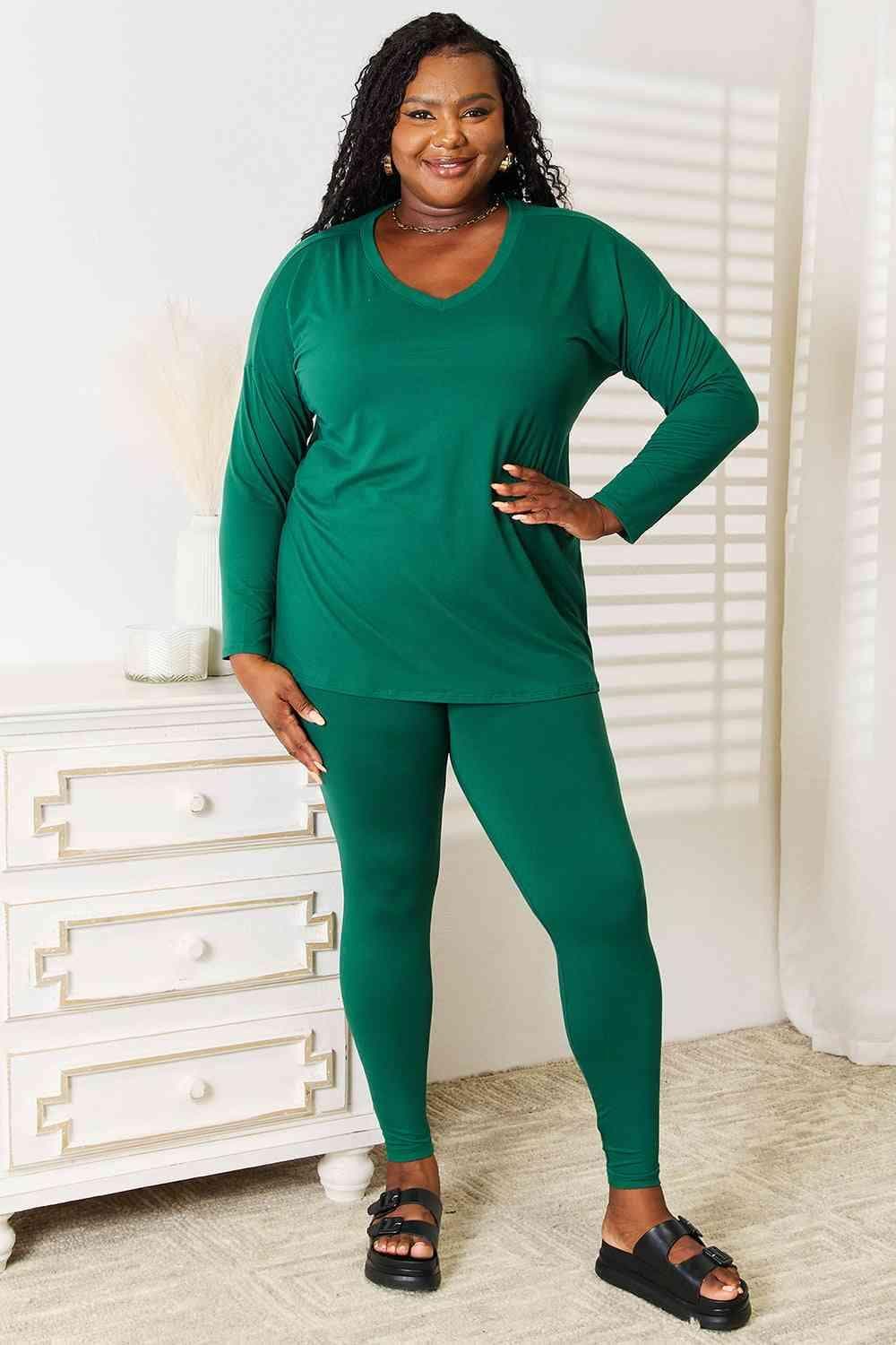 Zenana Lazy Days Full Size Long Sleeve Top and Leggings Set - SwagglyLife Home & Fashion