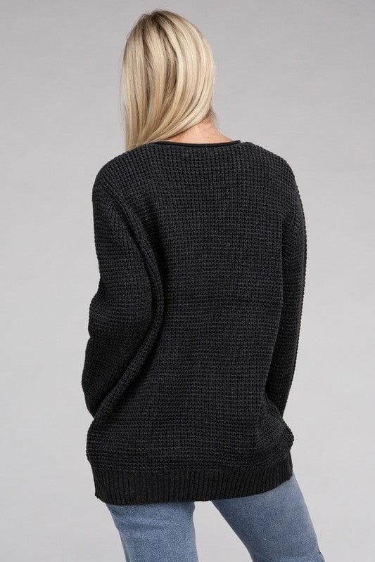 ZENANA Low Gauge Waffle Open Cardigan Sweater - SwagglyLife Home & Fashion