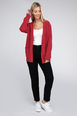 ZENANA Melange Open Front Sweater Cardigan - SwagglyLife Home & Fashion