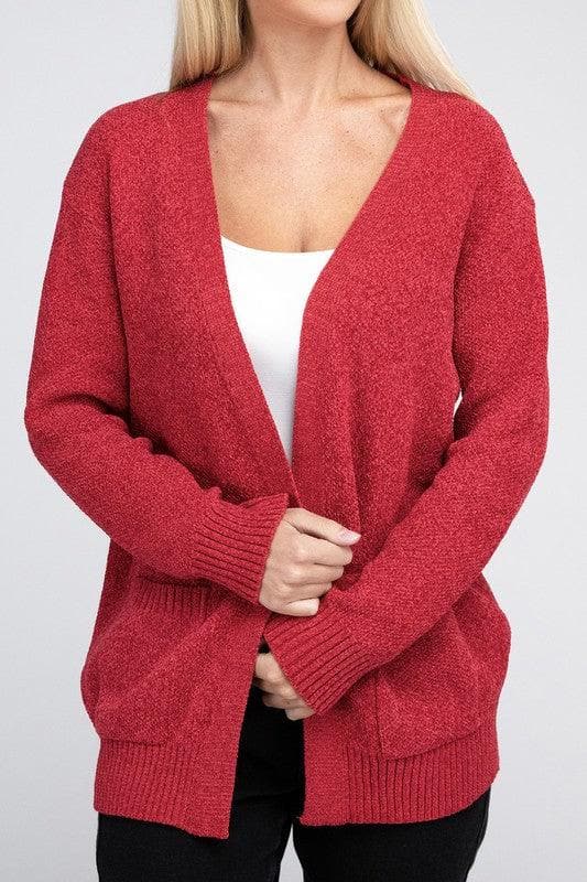 ZENANA Melange Open Front Sweater Cardigan - SwagglyLife Home & Fashion