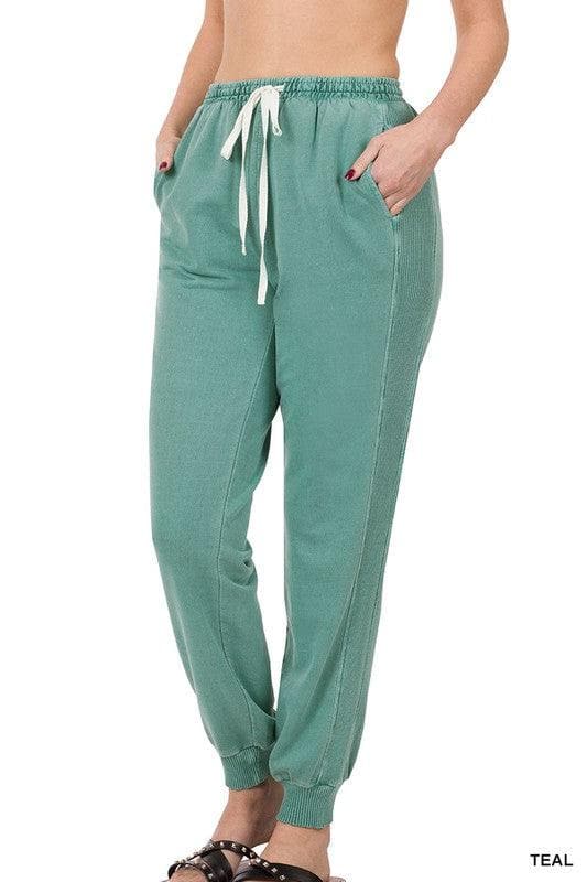 ZENANA Pigment Dye Drawstring Waist Jogger Pants - SwagglyLife Home & Fashion