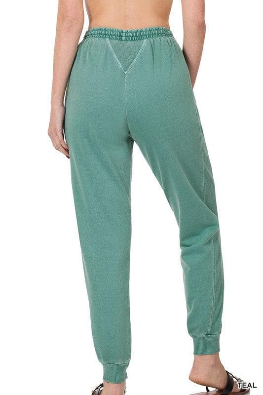 ZENANA Pigment Dye Drawstring Waist Jogger Pants - SwagglyLife Home & Fashion