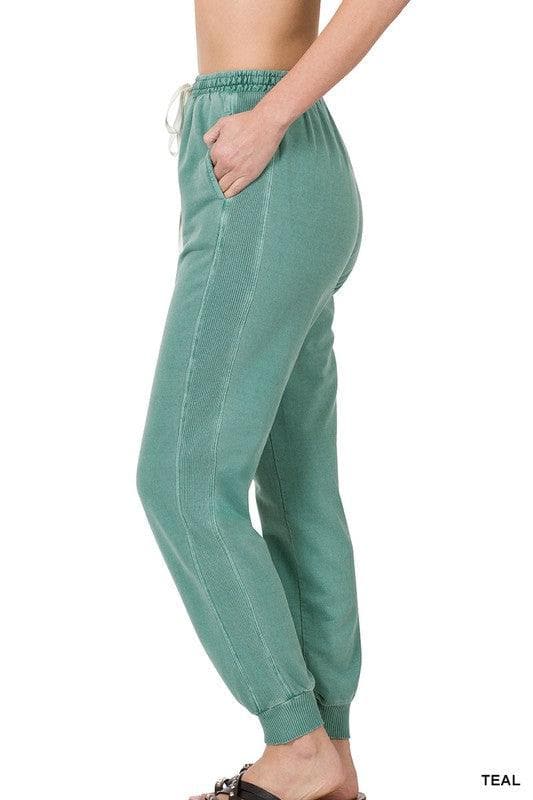 ZENANA Pigment Dye Drawstring Waist Jogger Pants - SwagglyLife Home & Fashion