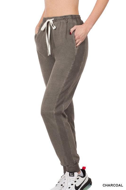 ZENANA Pigment Dye Drawstring Waist Jogger Pants - SwagglyLife Home & Fashion