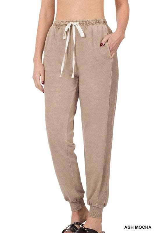 ZENANA Pigment Dye Drawstring Waist Jogger Pants - SwagglyLife Home & Fashion