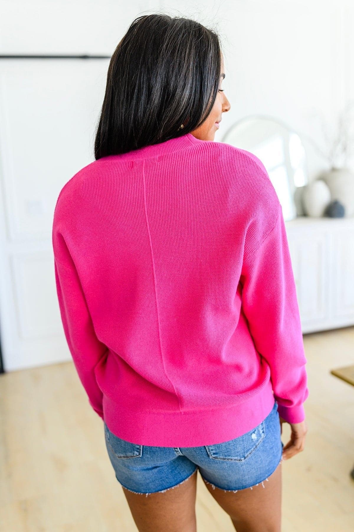 ZENANA Pleasant Greetings V-Neck Cardigan in Fuchsia - SwagglyLife Home & Fashion