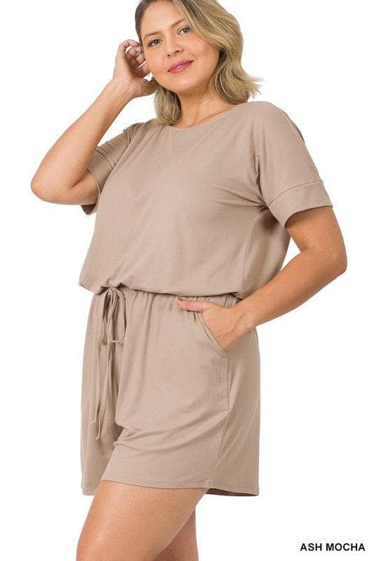 ZENANA PLUS Brushed DTY Romper with Pockets, 3 Colors - SwagglyLife Home & Fashion