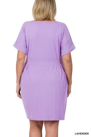 ZENANA PLUS Brushed DTY Tie-Belt Dress, Multiple Colors - SwagglyLife Home & Fashion