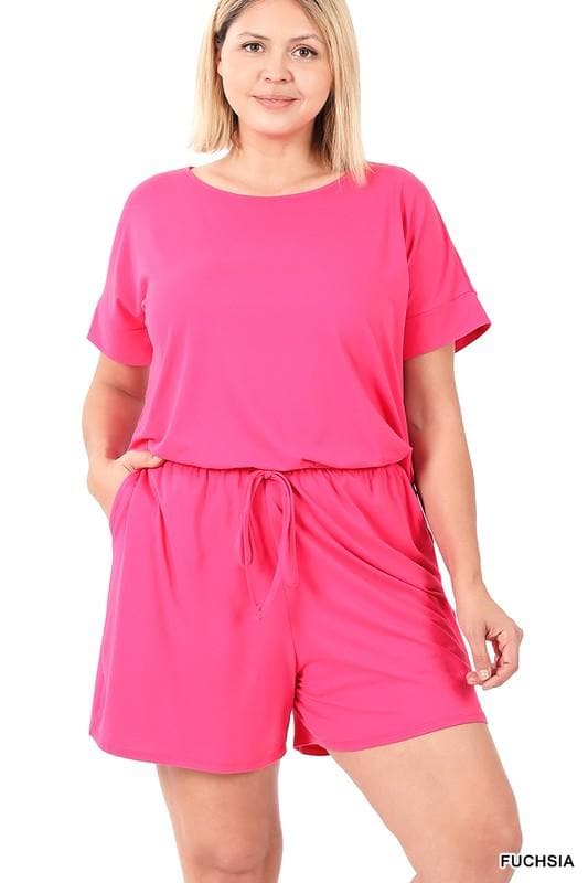 ZENANA PLUS Brushed DTY Romper with Pockets, 3 Colors - SwagglyLife Home & Fashion