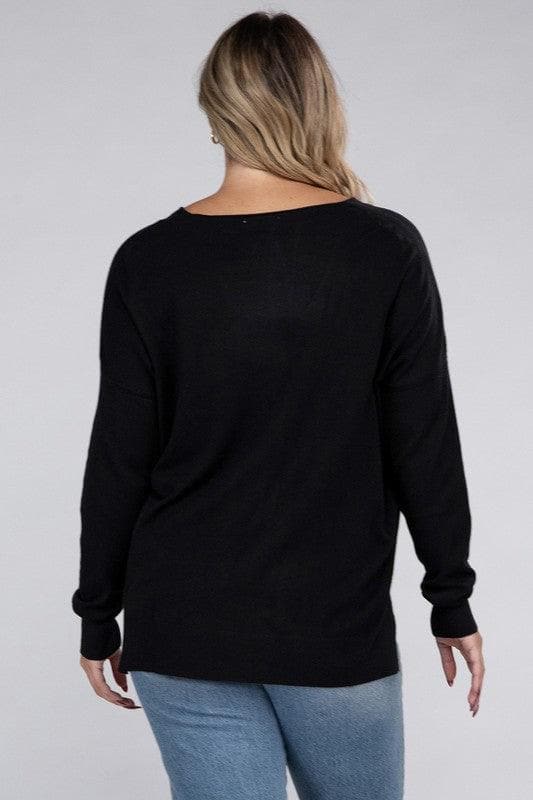 ZENANA Plus Garment Dyed Front Seam Sweater - SwagglyLife Home & Fashion