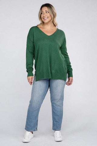 ZENANA Plus Garment Dyed Front Seam Sweater - SwagglyLife Home & Fashion