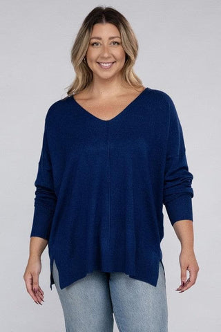 ZENANA Plus Garment Dyed Front Seam Sweater - SwagglyLife Home & Fashion