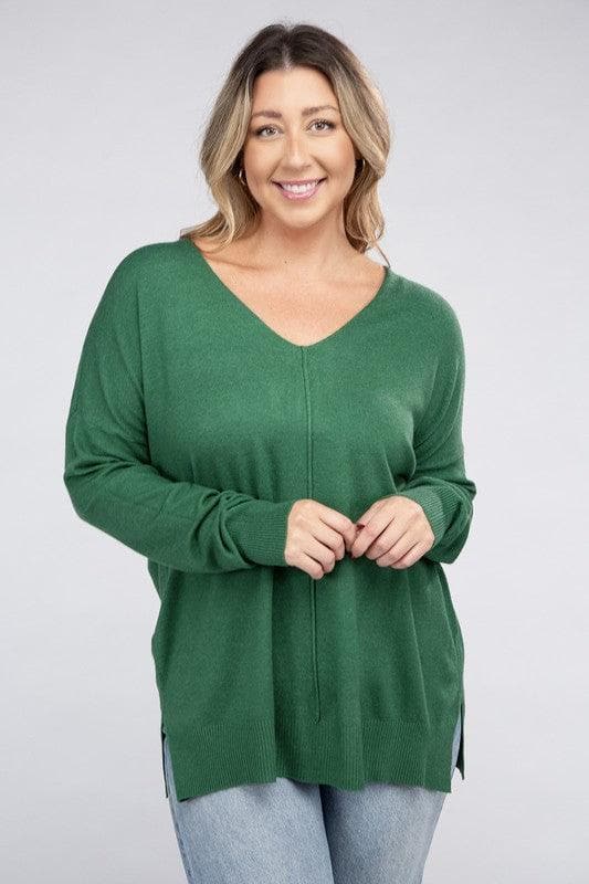 ZENANA Plus Garment Dyed Front Seam Sweater - SwagglyLife Home & Fashion