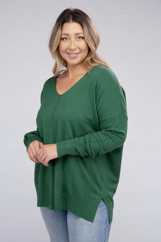 ZENANA Plus Garment Dyed Front Seam Sweater - SwagglyLife Home & Fashion