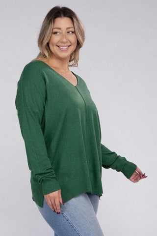 ZENANA Plus Garment Dyed Front Seam Sweater - SwagglyLife Home & Fashion