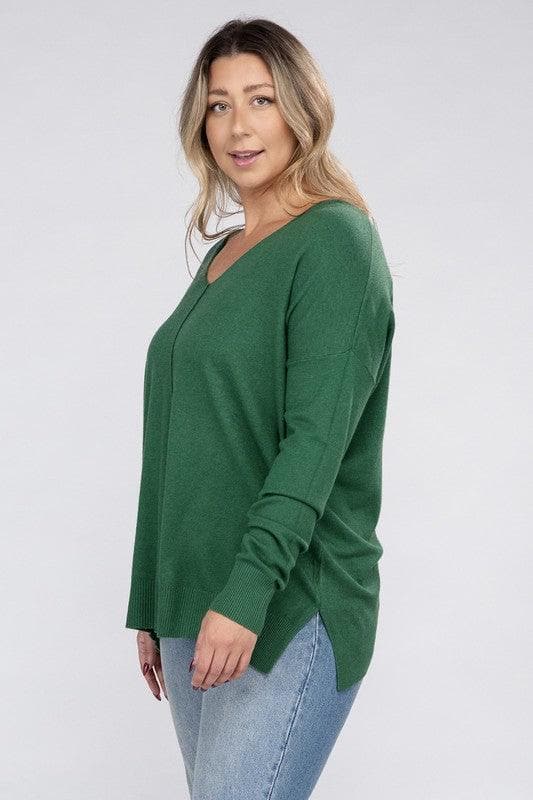 ZENANA Plus Garment Dyed Front Seam Sweater - SwagglyLife Home & Fashion