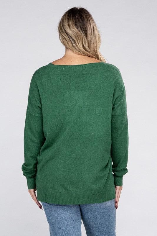 ZENANA Plus Garment Dyed Front Seam Sweater - SwagglyLife Home & Fashion