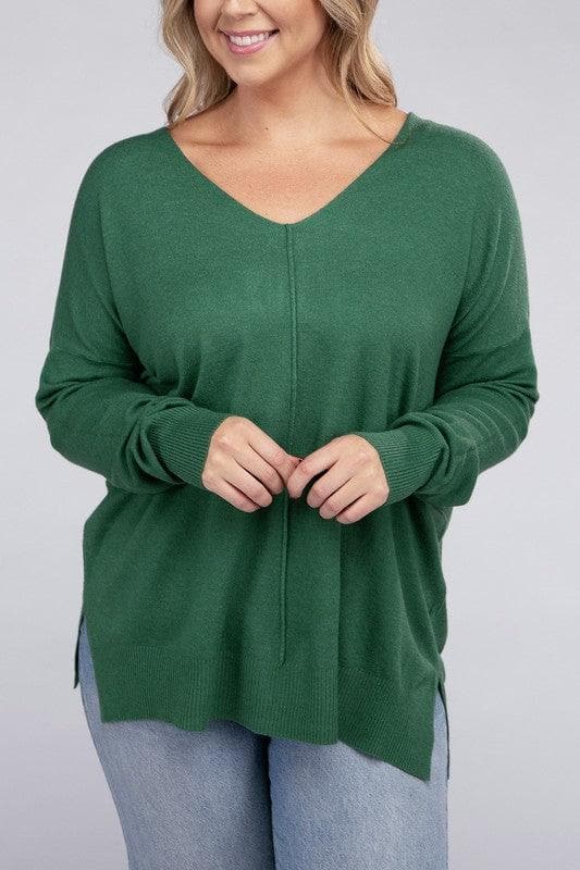 ZENANA Plus Garment Dyed Front Seam Sweater - SwagglyLife Home & Fashion