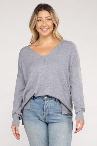 ZENANA Plus Garment Dyed Front Seam Sweater - SwagglyLife Home & Fashion