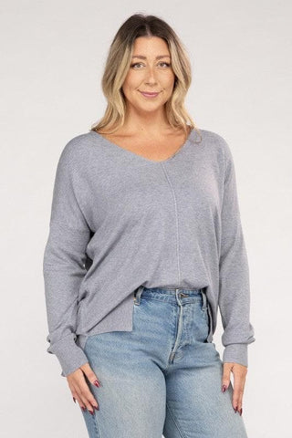 ZENANA Plus Garment Dyed Front Seam Sweater - SwagglyLife Home & Fashion