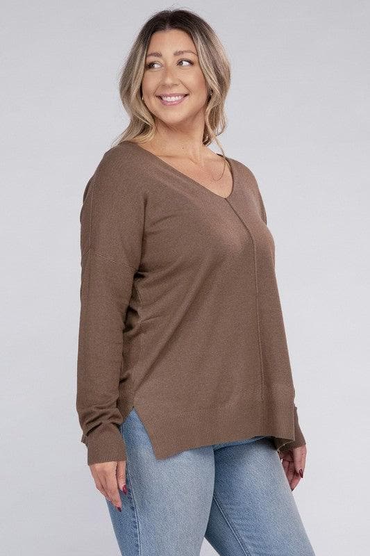 ZENANA Plus Garment Dyed Front Seam Sweater - SwagglyLife Home & Fashion