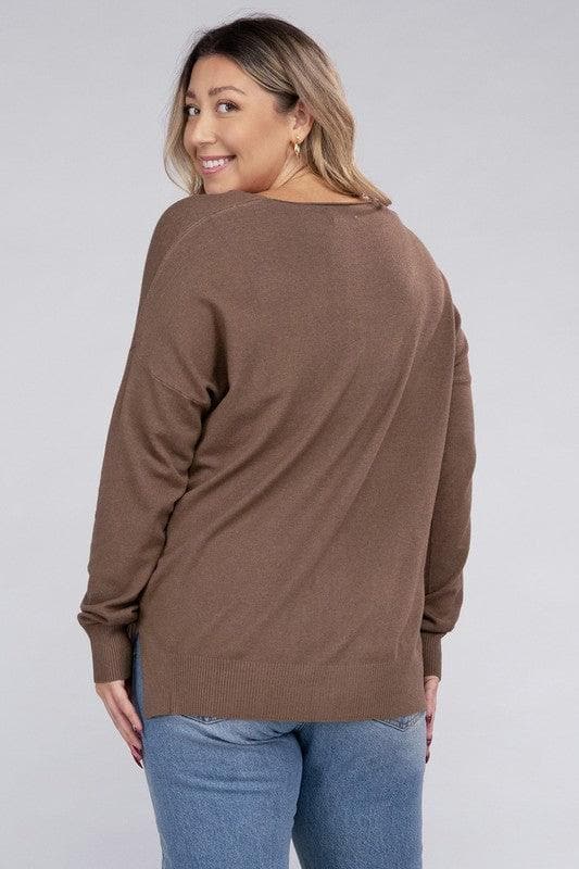 ZENANA Plus Garment Dyed Front Seam Sweater - SwagglyLife Home & Fashion