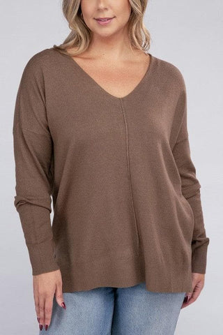 ZENANA Plus Garment Dyed Front Seam Sweater - SwagglyLife Home & Fashion