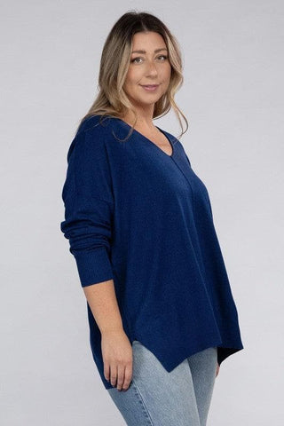 ZENANA Plus Garment Dyed Front Seam Sweater - SwagglyLife Home & Fashion