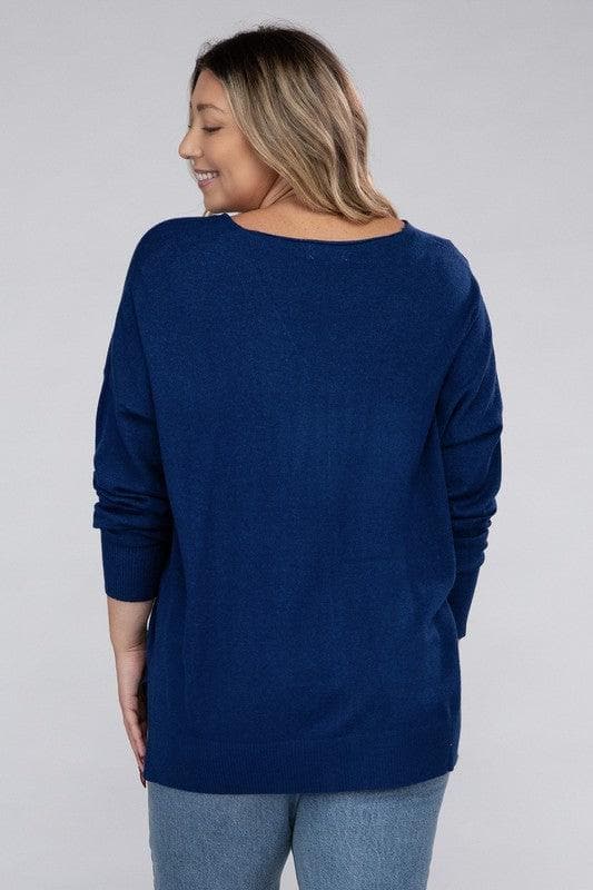 ZENANA Plus Garment Dyed Front Seam Sweater - SwagglyLife Home & Fashion