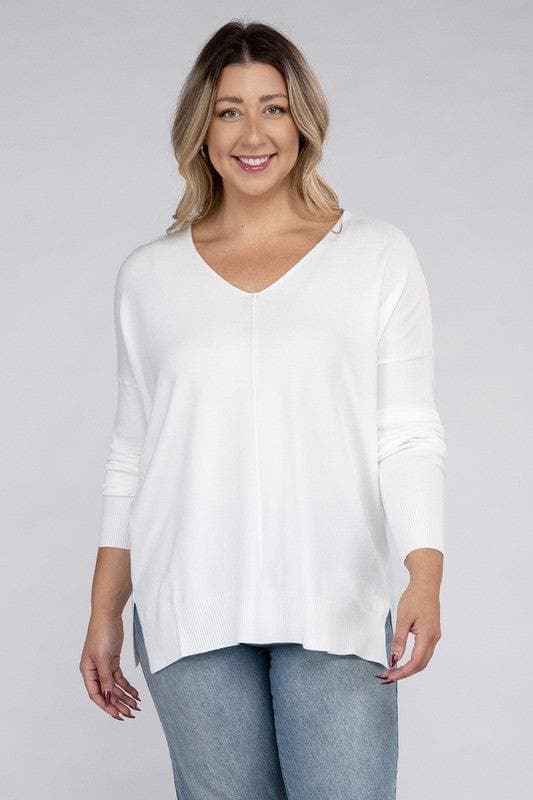 ZENANA Plus Garment Dyed Front Seam Sweater - SwagglyLife Home & Fashion