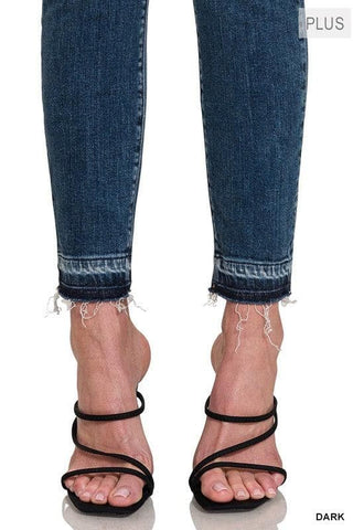 ZENANA Plus High Rise Distressed Cropped Skinny Denim Jeans - SwagglyLife Home & Fashion