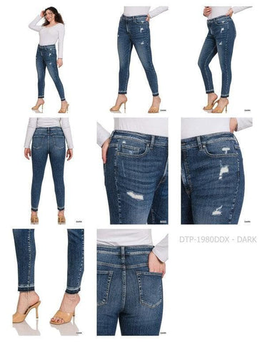 ZENANA Plus High Rise Distressed Cropped Skinny Denim Jeans - SwagglyLife Home & Fashion