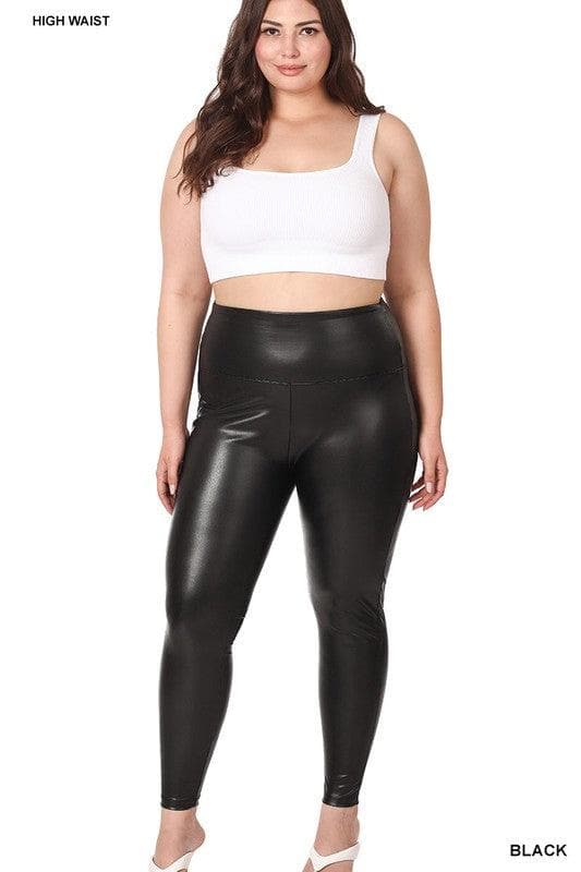 ZENANA Plus High Rise Faux Leather Leggings - SwagglyLife Home & Fashion