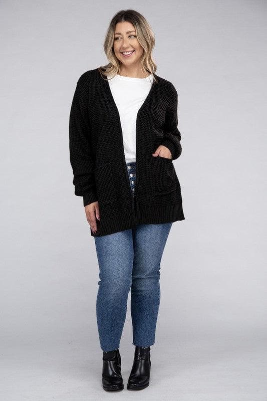 ZENANA PLUS Low Gauge Waffle Open Cardigan Sweater, Multiple Colors - SwagglyLife Home & Fashion