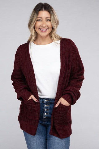 ZENANA PLUS Low Gauge Waffle Open Cardigan Sweater, Multiple Colors - SwagglyLife Home & Fashion