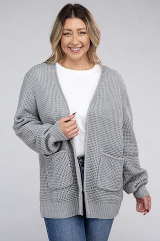 ZENANA PLUS Low Gauge Waffle Open Cardigan Sweater, Multiple Colors - SwagglyLife Home & Fashion