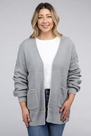 ZENANA PLUS Low Gauge Waffle Open Cardigan Sweater, Multiple Colors - SwagglyLife Home & Fashion