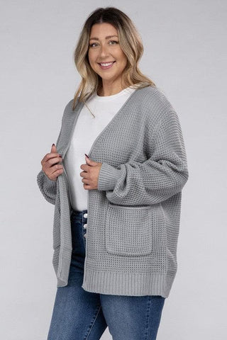 ZENANA PLUS Low Gauge Waffle Open Cardigan Sweater, Multiple Colors - SwagglyLife Home & Fashion