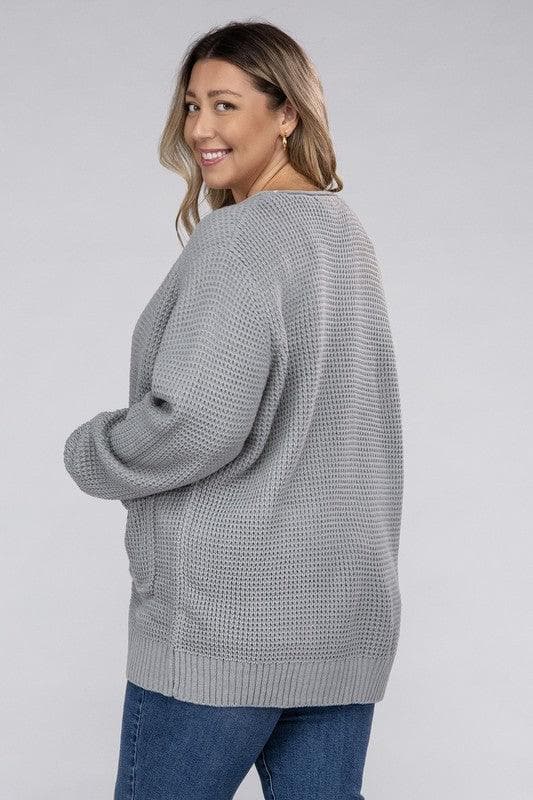 ZENANA PLUS Low Gauge Waffle Open Cardigan Sweater, Multiple Colors - SwagglyLife Home & Fashion