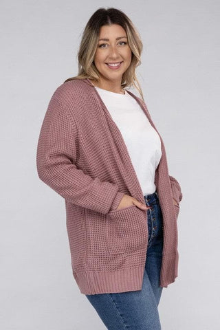 ZENANA PLUS Low Gauge Waffle Open Cardigan Sweater, Multiple Colors - SwagglyLife Home & Fashion