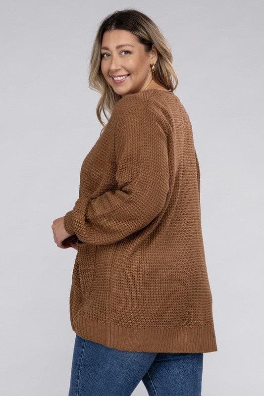 ZENANA PLUS Low Gauge Waffle Open Cardigan Sweater, Multiple Colors - SwagglyLife Home & Fashion