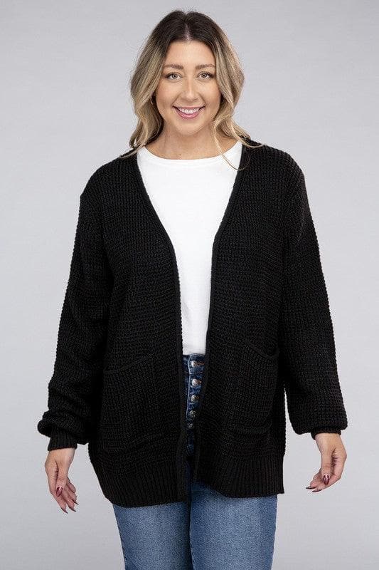 ZENANA PLUS Low Gauge Waffle Open Cardigan Sweater, Multiple Colors - SwagglyLife Home & Fashion