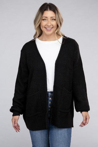 ZENANA PLUS Low Gauge Waffle Open Cardigan Sweater, Multiple Colors - SwagglyLife Home & Fashion