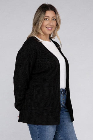 ZENANA PLUS Low Gauge Waffle Open Cardigan Sweater, Multiple Colors - SwagglyLife Home & Fashion