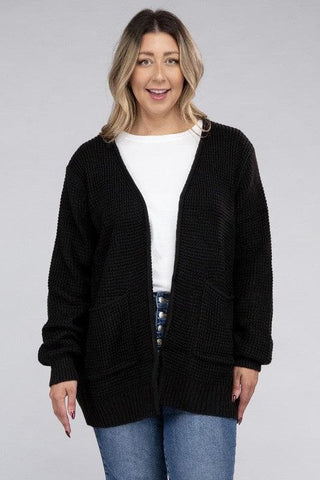 ZENANA PLUS Low Gauge Waffle Open Cardigan Sweater, Multiple Colors - SwagglyLife Home & Fashion